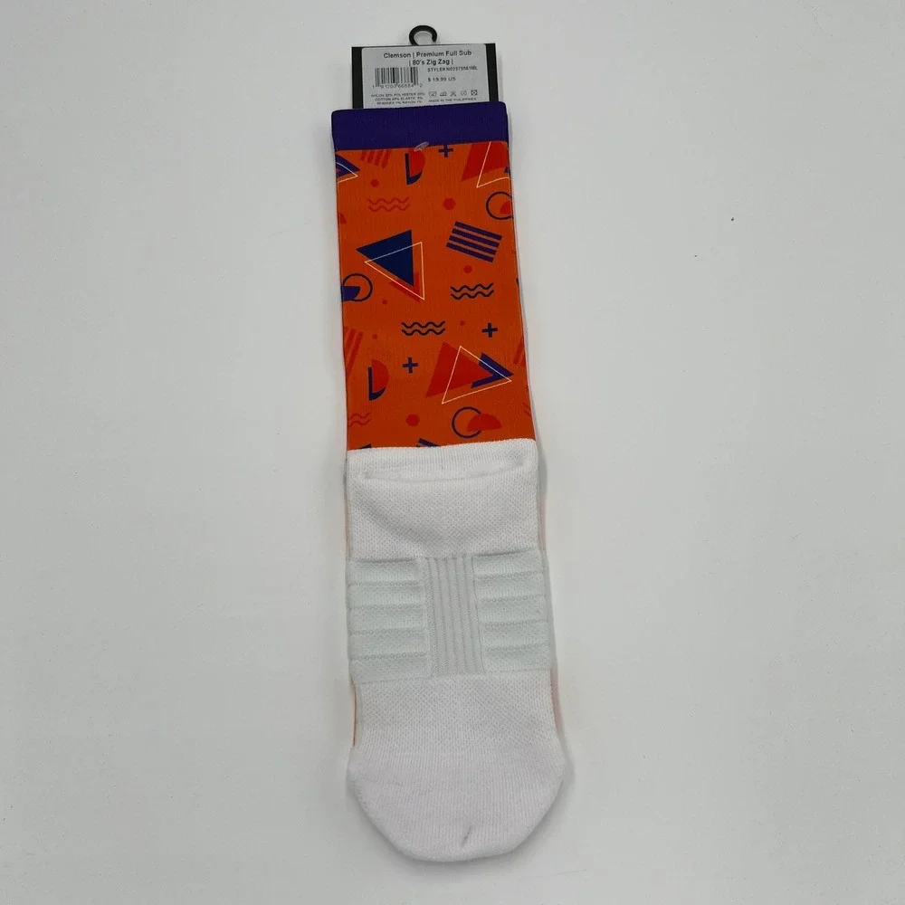 Strideline Clemson Tigers NCAA Crew Socks Zig Zag Premium Full‎ Sub Orange L/XL